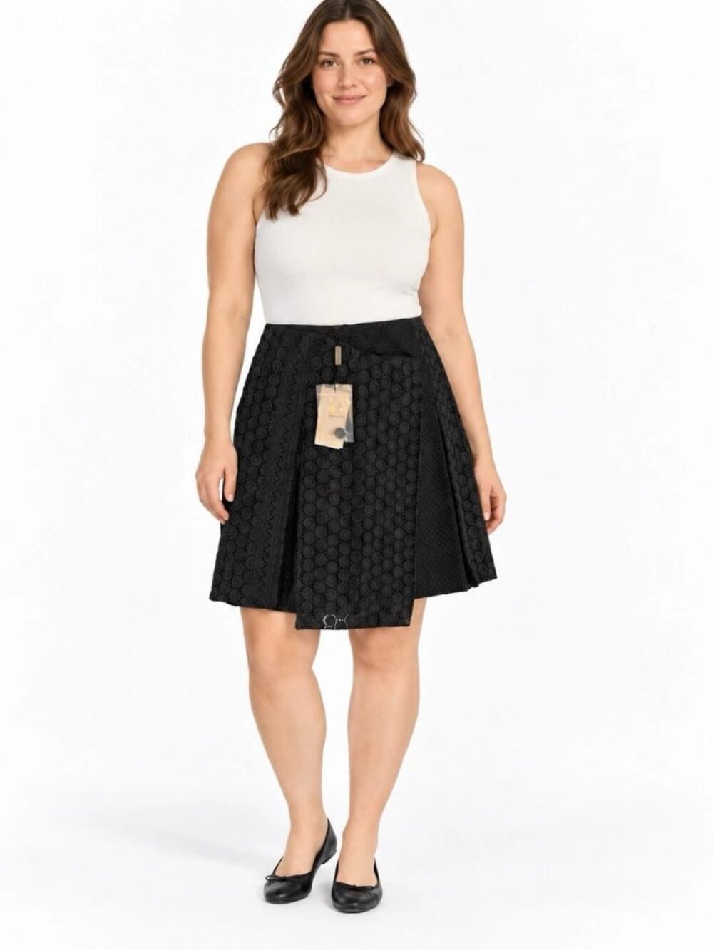 Authentic Burberry Women’s Black Lace Wrap Skirt Size 12 Asymmetrical